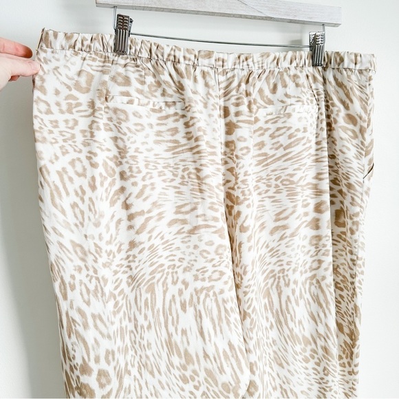 Calvin Klein White Tan leopard Animal Print Lightweight Flowy Pants sz XL - Picture 8 of 11
